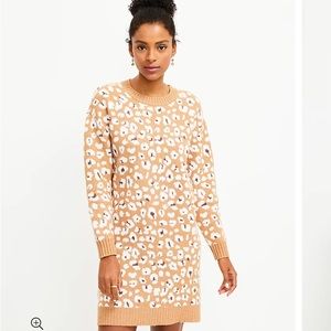 LOFT Shimmer Animal Print Sweater Dress